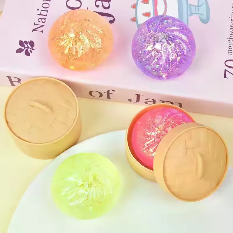Mini Simulation Flash Dumpling Pressure Ball Slow Rebound Soft Pinch Decompression Office Home Decorat Children Adults Toy Gifts