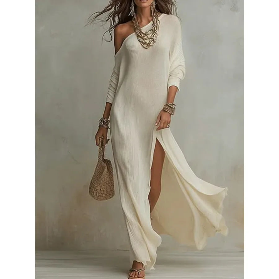 Elegant Long-Sleeved Knitted Dress | Summer Style for Women