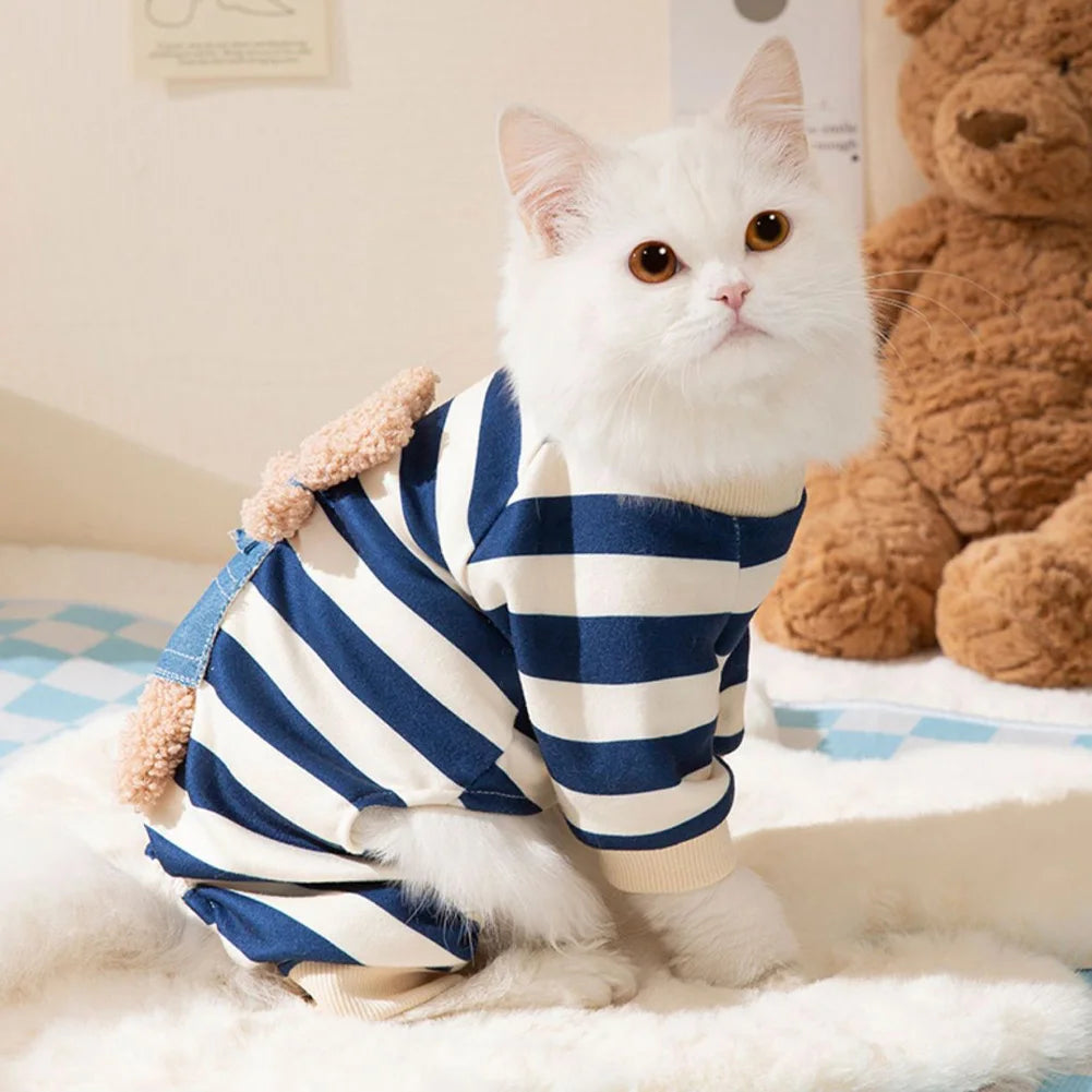 Cute Striped Dog Jumpsuit | Cozy Spring Autumn Pet Pajamas