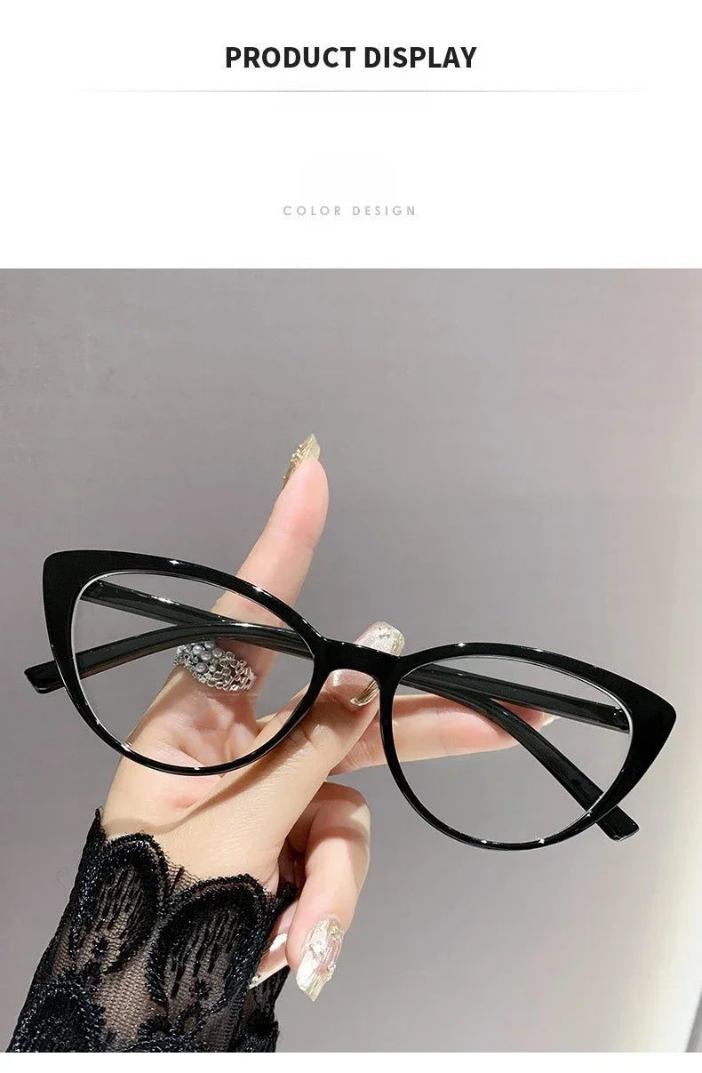 Fashionable cat-eye full-frame reading glasses, retro style, fashionable anti-blue light glasses, ladies' reading glasses
