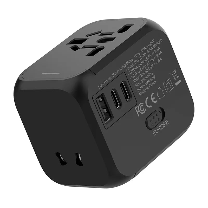 Universal Travel Adapter with USB-C & USB-A | Worldwide Compatibility