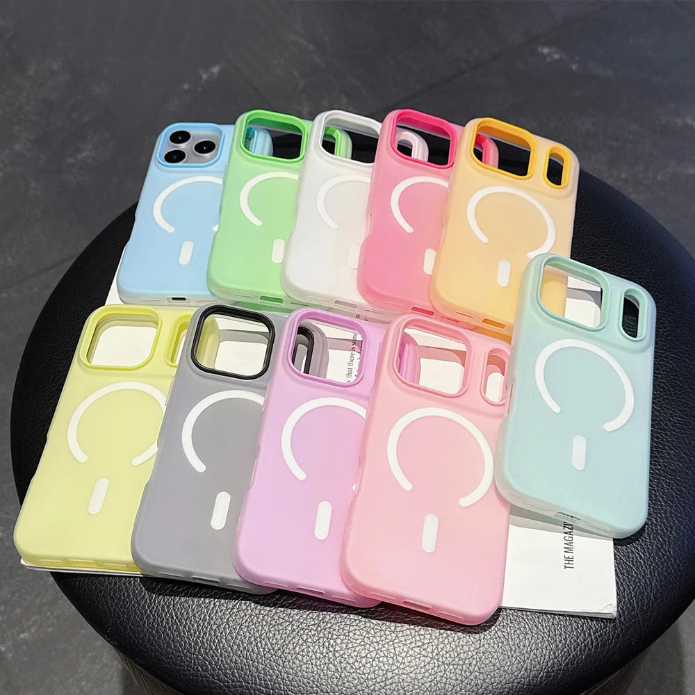 Magnetic Candy Color Wireless Charging Case for iPhone