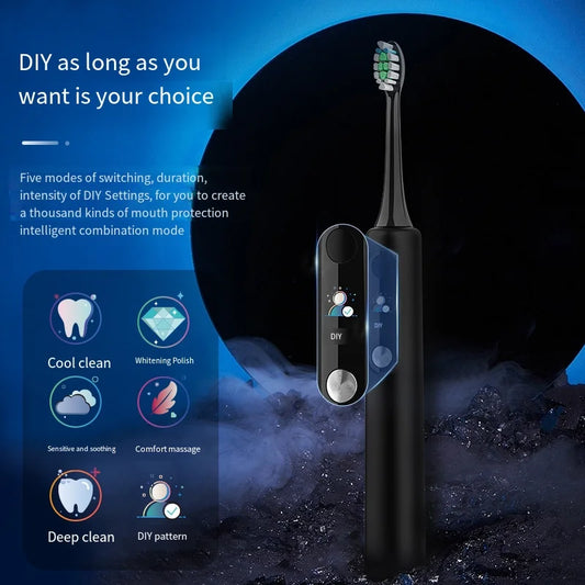 Cepillo de Dientes Eléctrico Ultrasónico Inteligente de Suspensión Magnética | Limpieza Profunda