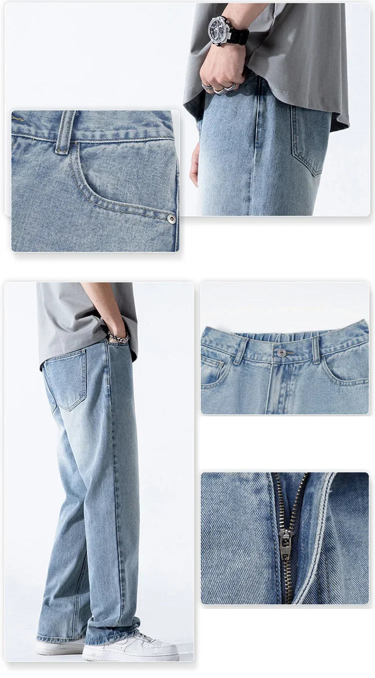 Men's Casual Wide Baggy Denim Jeans | Spring Summer Streetwear Pants