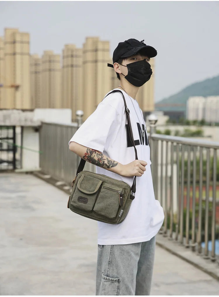 Men's Retro Canvas Shoulder Bag | Stylish Casual Messenger