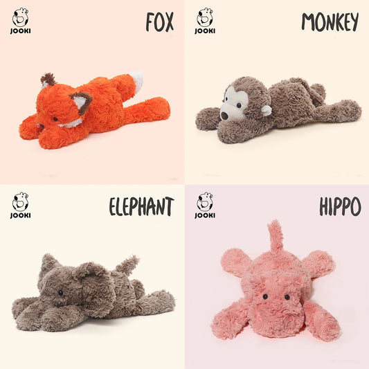 Cute Elephant, Hippopotamus, Monkey & Fox Plush Toy – Soft Stuffed Animal Sleeping Companion, Funny Room Decor Doll, Birthday Gift for Girls and Kids