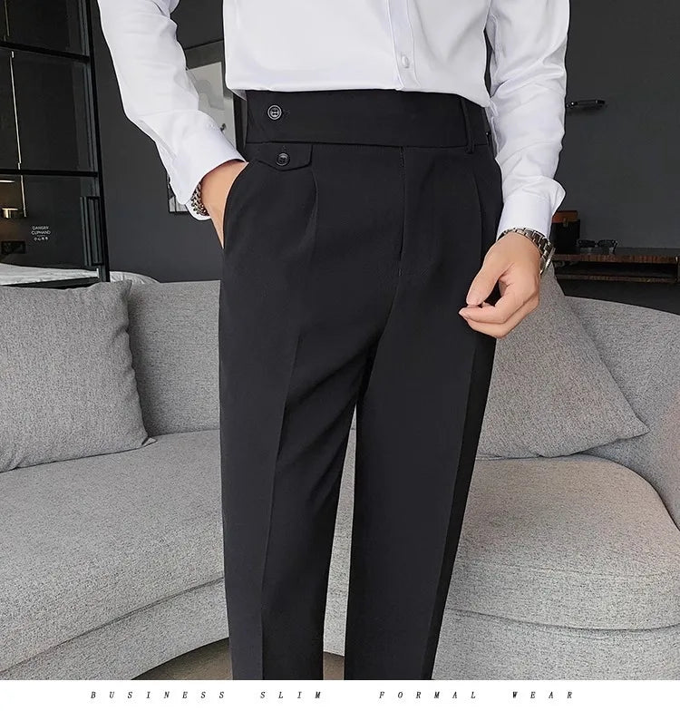Men's High Waist Slim Fit Suit Pants | Smart Casual Fashion