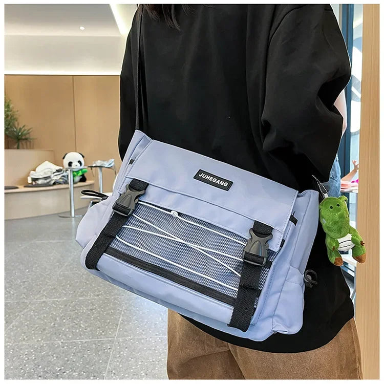 Bolso cruzado de nailon elegante para adolescentes | Bandolera multibolsillos
