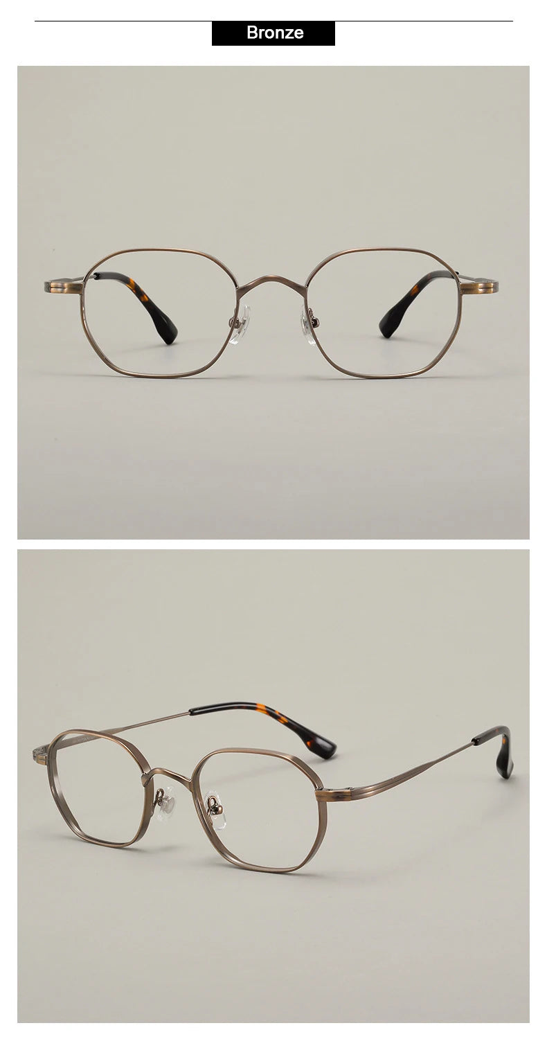 Luxury Retro Polygon Eyeglasses | Ultra-Light Pure Titanium Frames