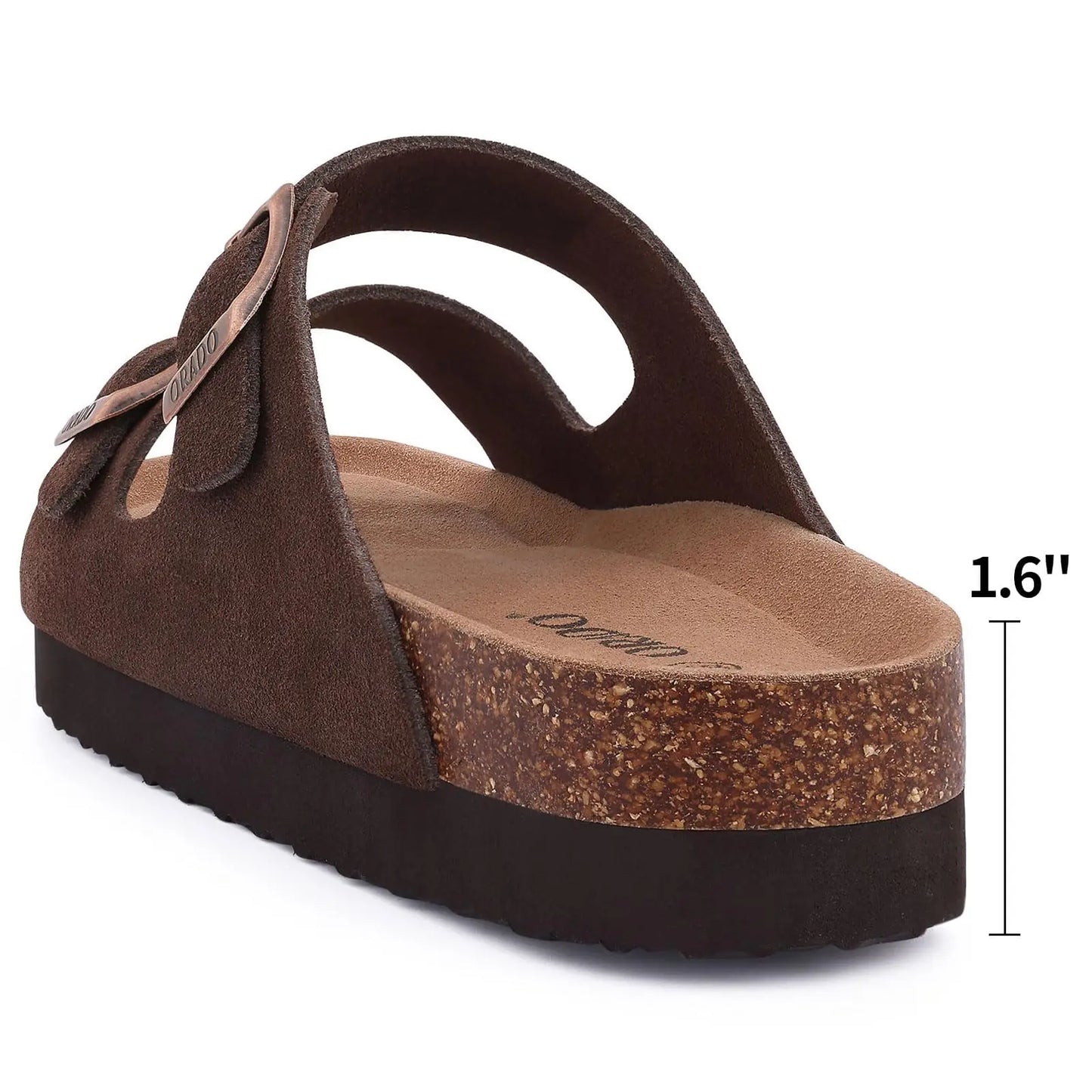 Women's Suede Sandals | Adjustable Buckle Cork Platform Footwear