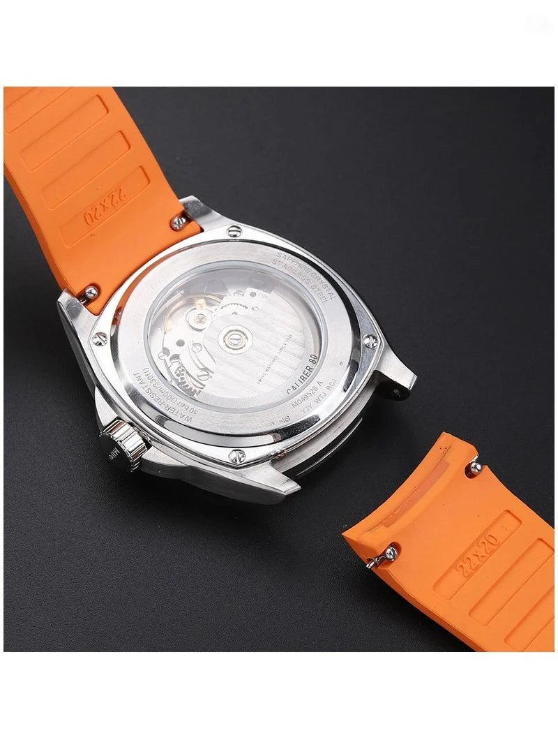 22mm Rubber Watch Strap | Stylish Black/Grey Fluoroelastomer Band