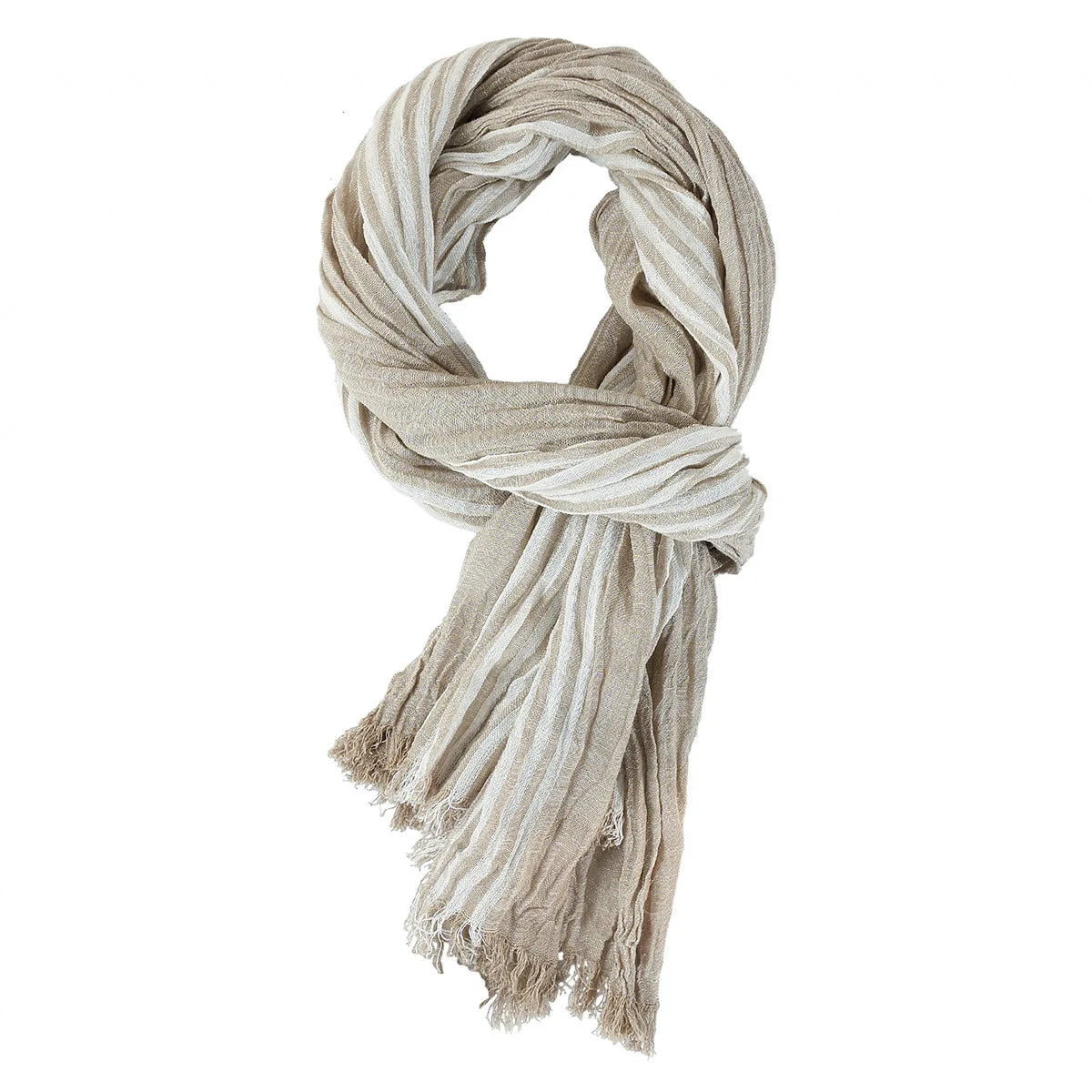 Fashionable Men's Cotton Linen Scarf | Warm Striped Neckerchief