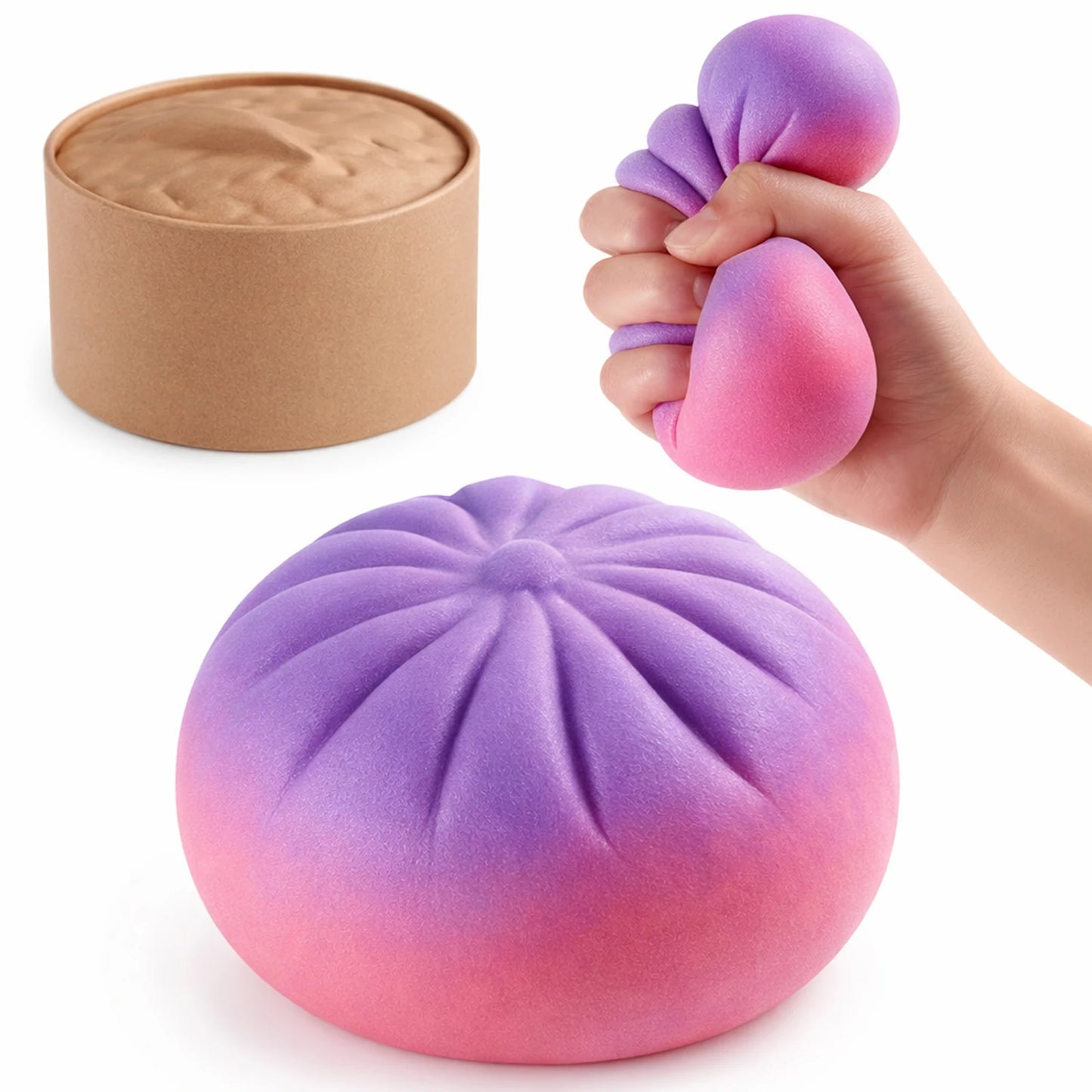 Steamed Bun Stress Ball Colorful Slow-Rise Squeeze Toy Decompression Toy Soft Anti-Stress Ball for Hands Dumpling Stress Ball