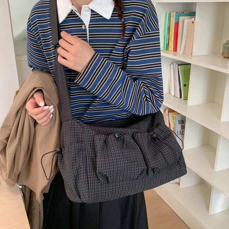 Stylish Plaid Nylon Shoulder Tote Bag | Versatile Everyday Accessory