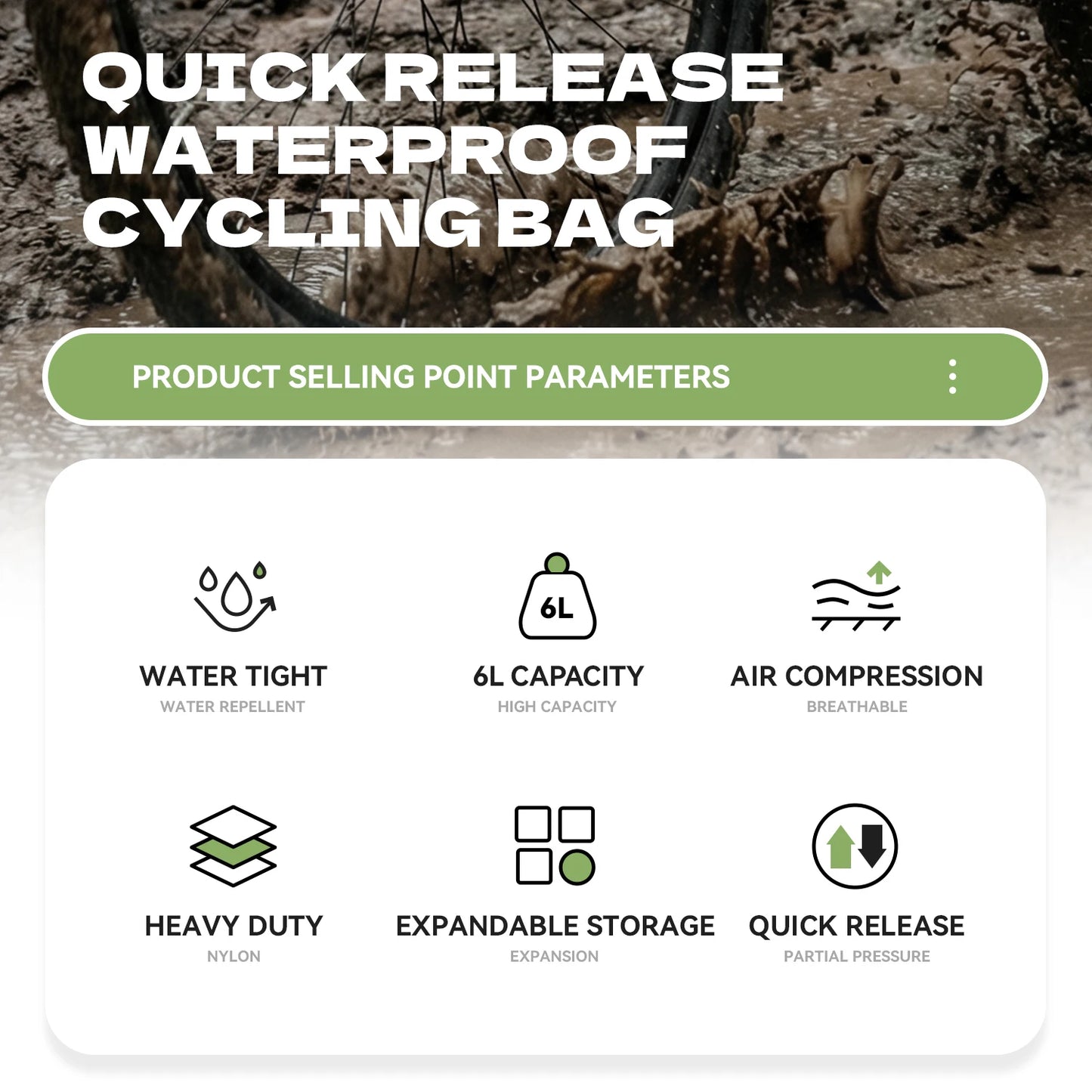 Heavy Duty Waterproof Compression Bike Bag | Quick Release Fork Pack