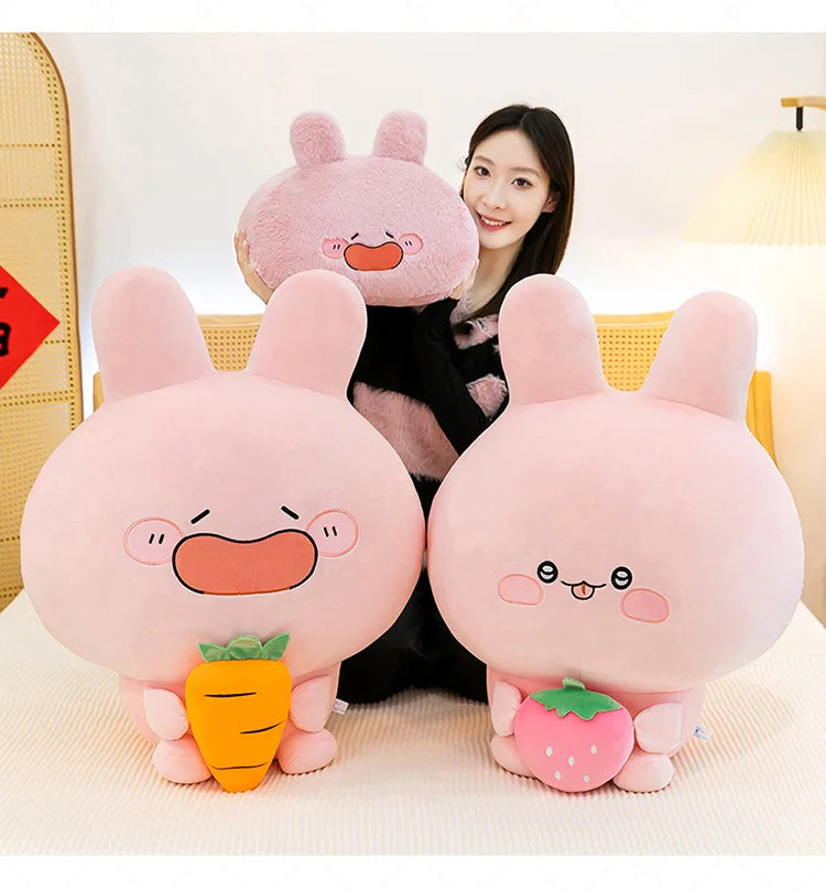 Large Pink Rabbit Plush Toy | Funny Expression Kids Stuffed Animal