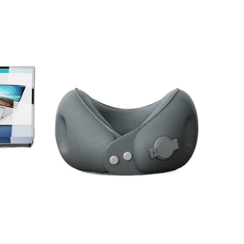 Inflatable U-Shaped Travel Neck Pillow with Storage Bag — Portable Soft Support Cushion for Airplane Car Train Office Nap Sleep