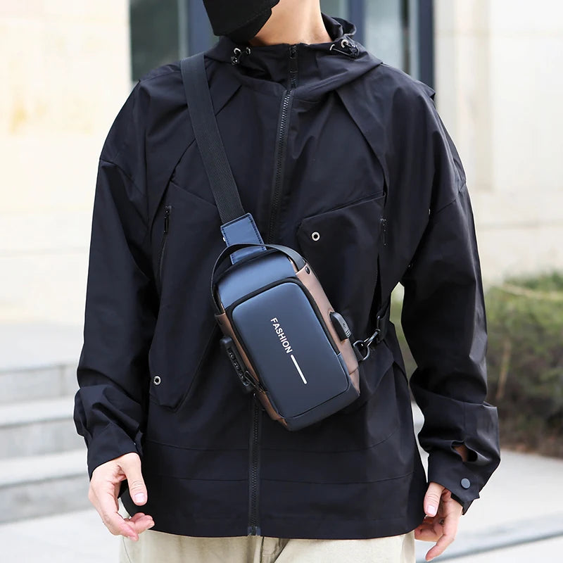Men's Anti-Theft Sling Bag | USB Charging Crossbody Pack