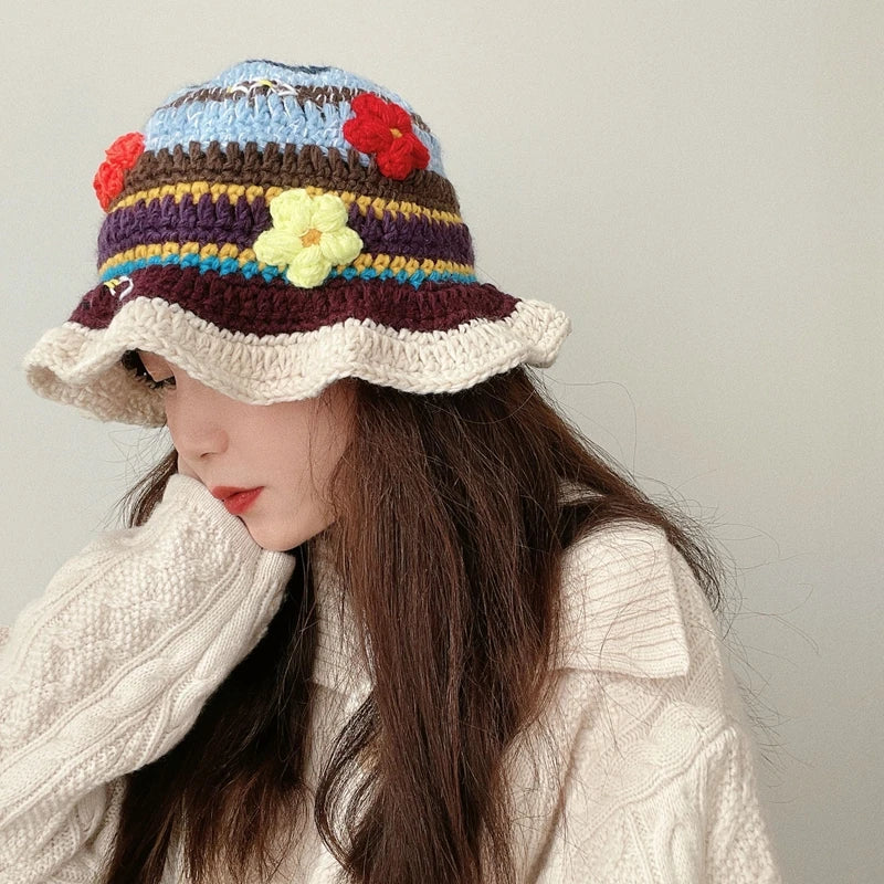 Women's Flower Crochet Bucket Hat | Handmade Spring Summer Style
