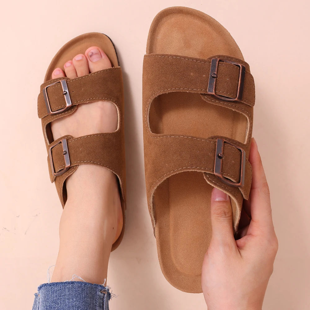 Women's Classic Cork Slippers | Comfortable Suede Clogs with Arch Support