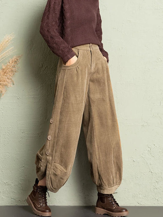 Women’s Warm Corduroy Harem Trousers | Casual Streetwear Pants 2026