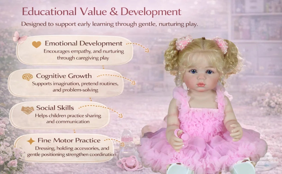 22" Realistic Reborn Baby Doll with Princess Outfit & Accessories