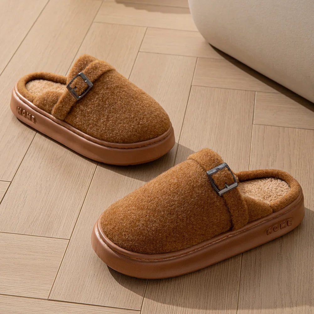 Couples Plush Fleece Slippers | Warm Non-Slip House Shoes
