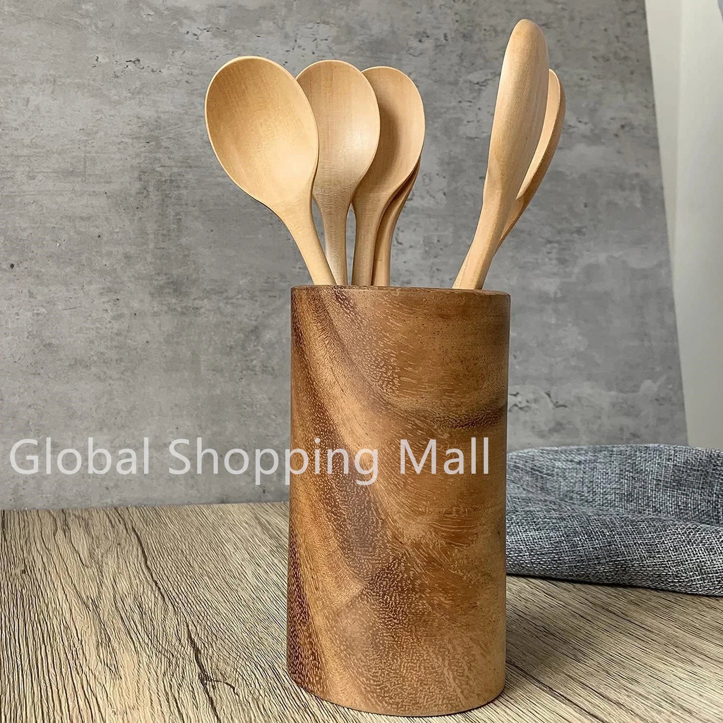 Cucharas de Sopa de Madera Ecológicas | Juego de 6 Utensilios de Mango Largo