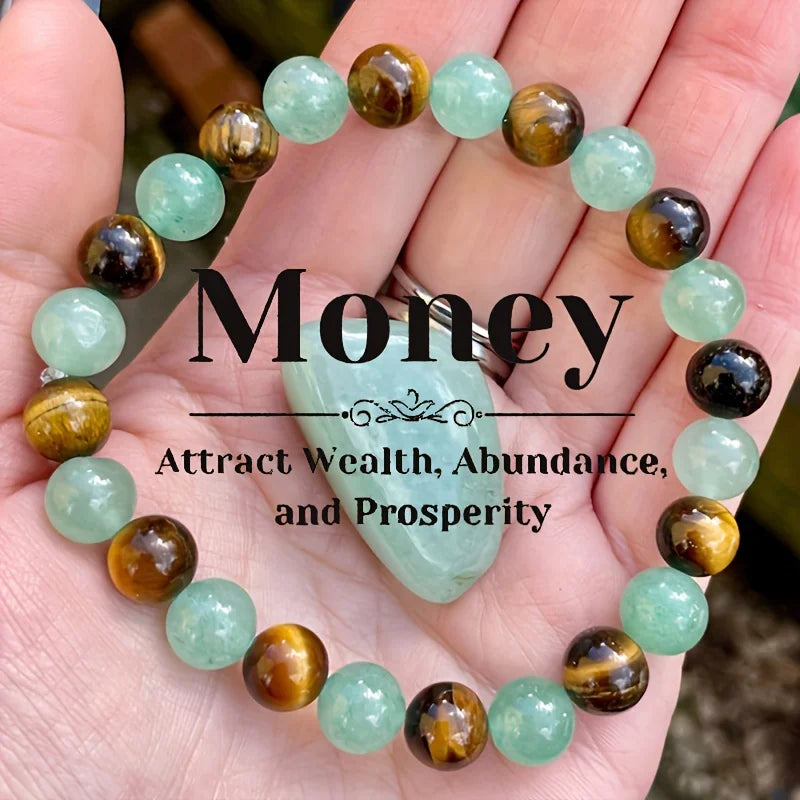 Green Aventurine and Tiger Eye Stone Healing Bracelet | Good Luck Charm