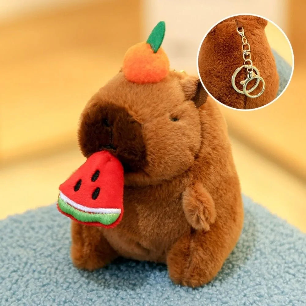 Capybara Plush Toy with Hoodie Wings Small Stuffed Animal Keychain Doll