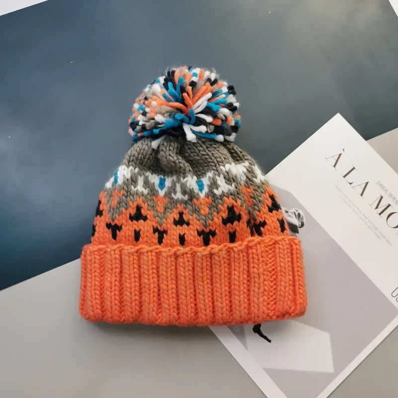 Unisex Fur Pompom Beanie Hat | Cozy Warm Knit Winter Cap