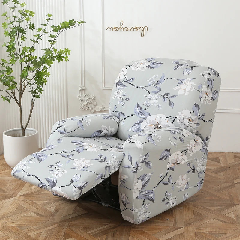 Printed Recliner Cover with Pockets | 4-Piece Furniture Protector