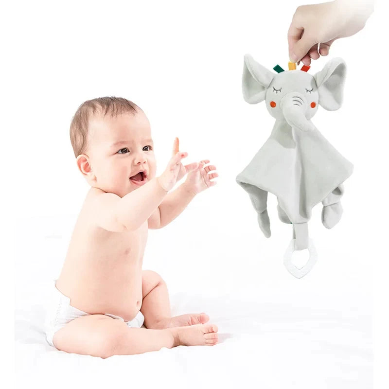 Cute Elephant Plush Teether Rattle for Newborns | Soft Blanket Toy