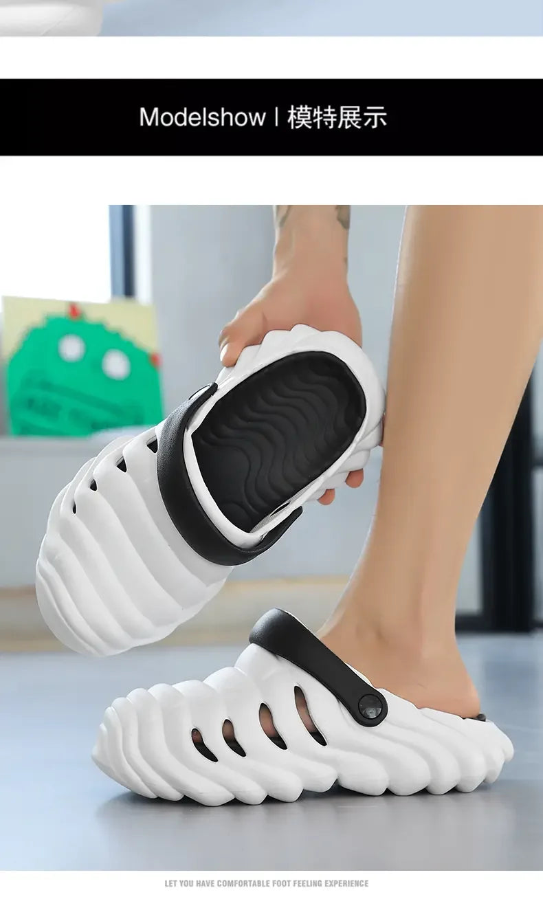 Men Fashion Closed Toe Beach Slippers Summer Trendy Casual Breathable Non Slip Slip on Street Daily Leisure Shoes