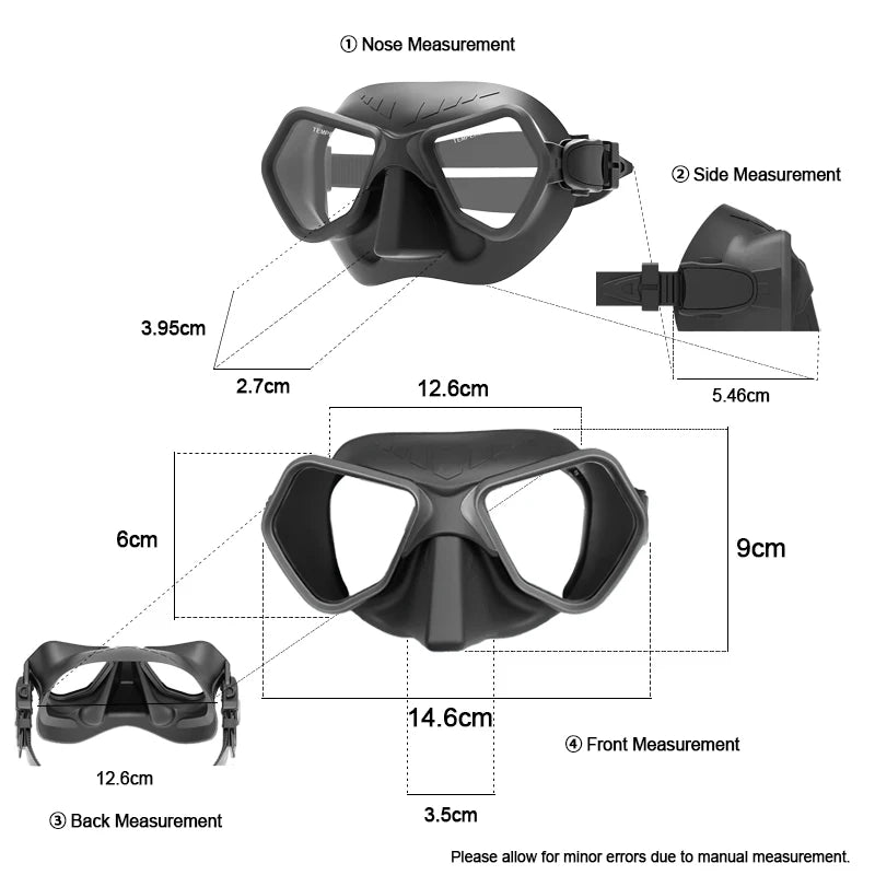 Professional Low Volume Diving Mask | Anti-Fog Silicone Snorkel Gear