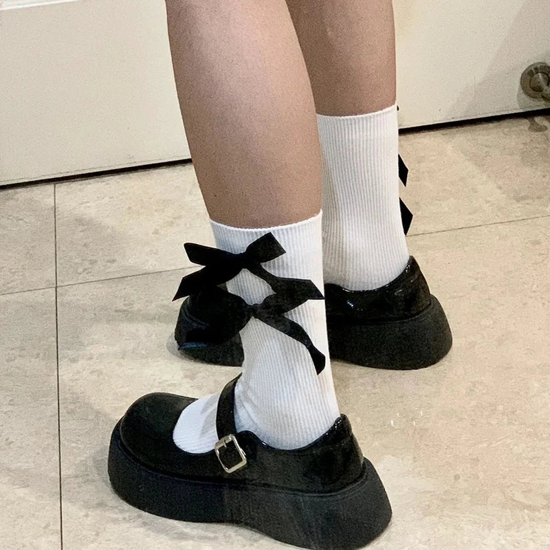 Kawaii Bowknot Middle Tube Socks | Cute Spring Style for Women
