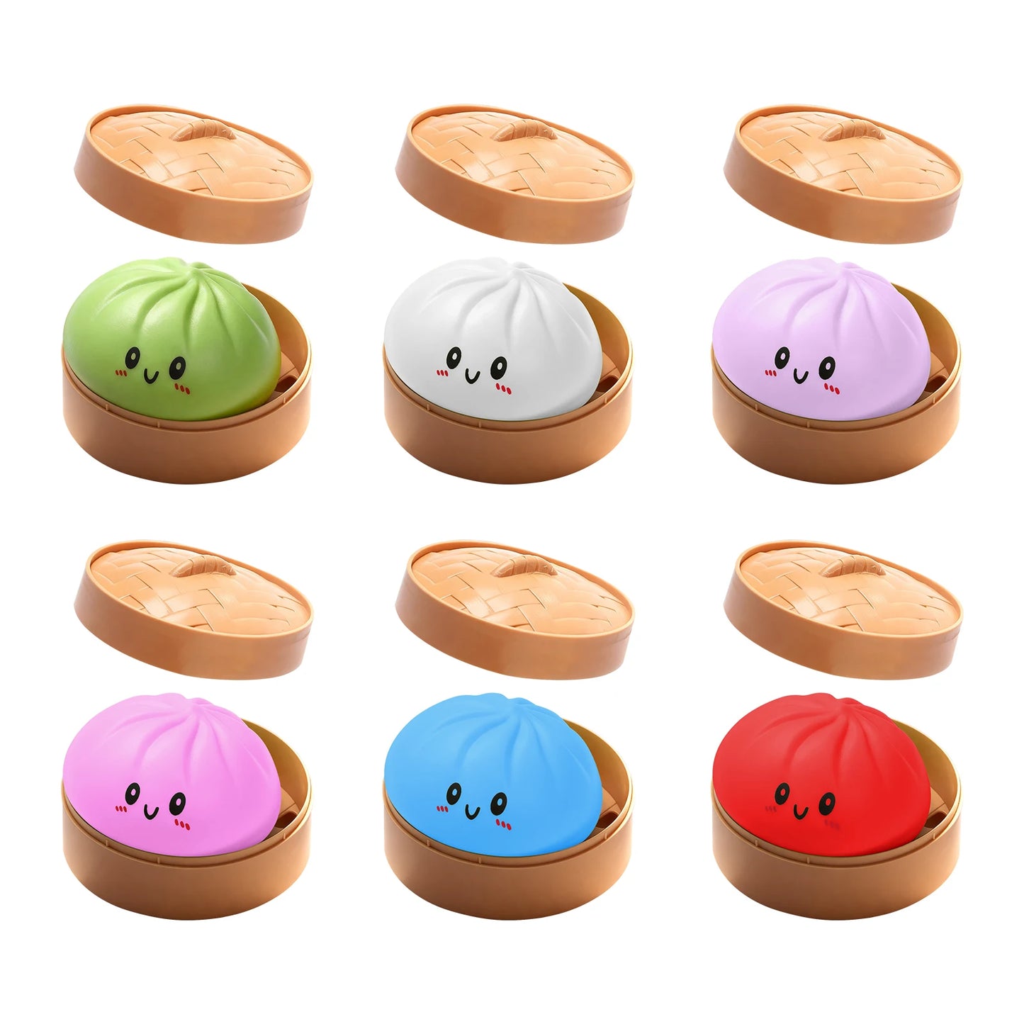 Colorful Simulated Dumpling Squishy Relaxing Relieve Anxiety Antistress Enhance Happiness Reusable Rebound Squeeze Reliever Toy