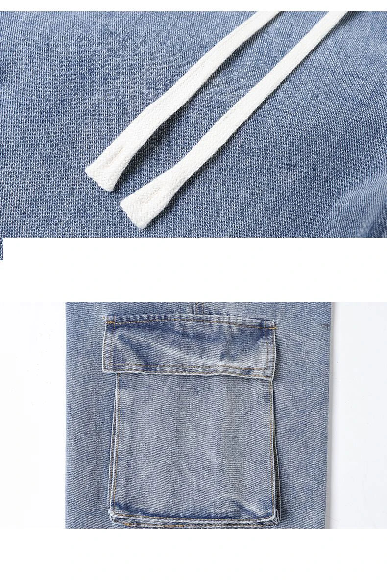 Men's Baggy Cargo Jeans with Elastic Waist | Casual Vintage Style