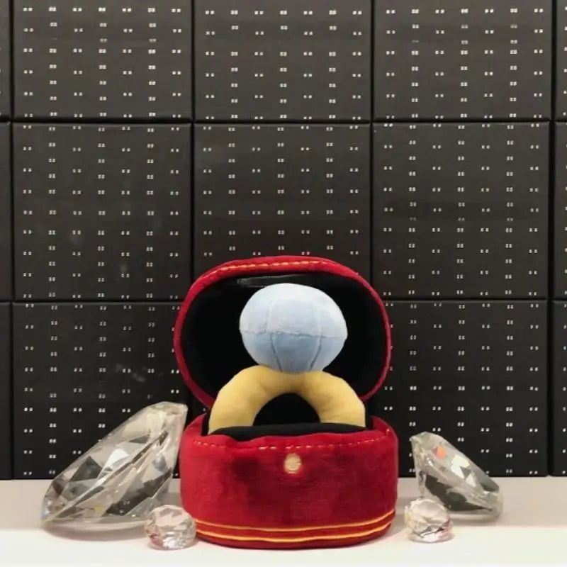 Big Diamond Plush Doll Ring Box Pet Chew Toy for Dogs