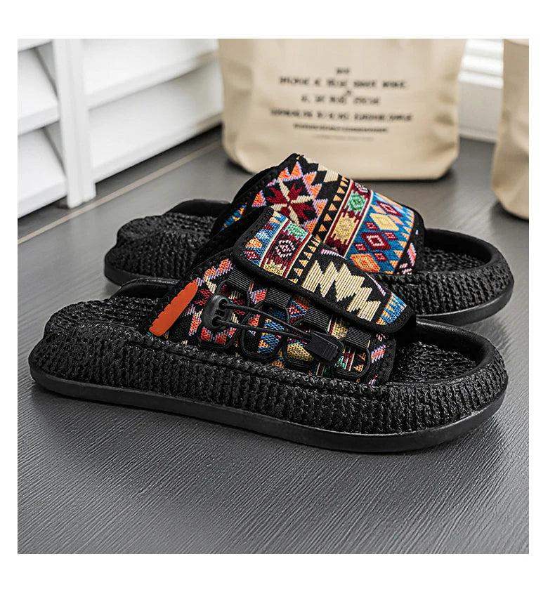 Men's European and American Style Outdoor Slippers, Thick-soled Fashionable Flip Flops for Beach and Leisure
