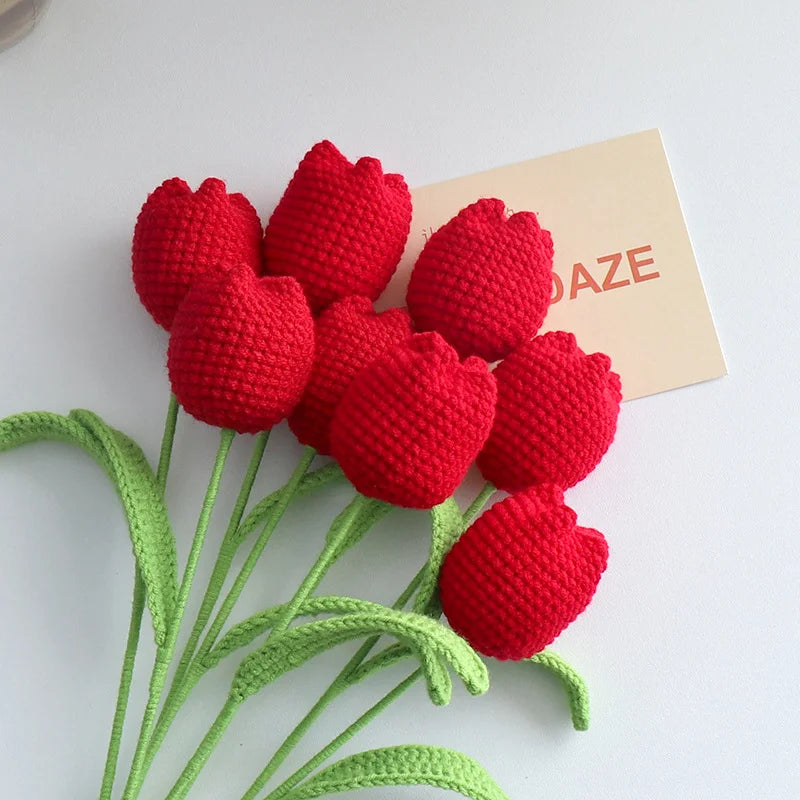 Hand Woven Crocheted Tulip Bouquets | Elegant Room Decor Gifts