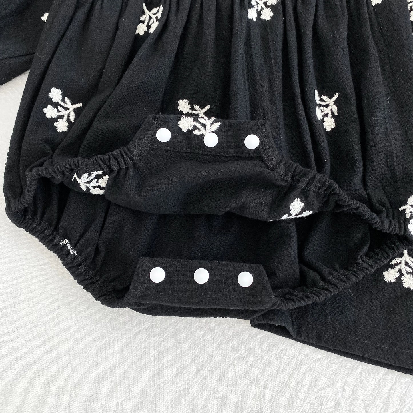 Baby Girls Embroidered Bow Romper | Cozy Autumn Jumpsuit