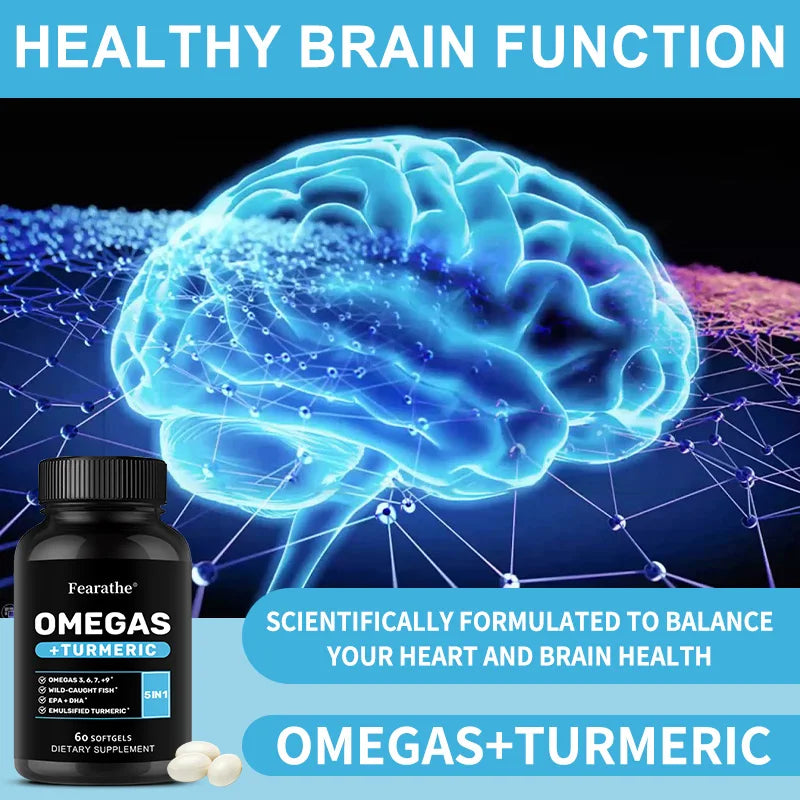 Omega 3 6 9 Turmeric Curcumin - Heart Health Supplement