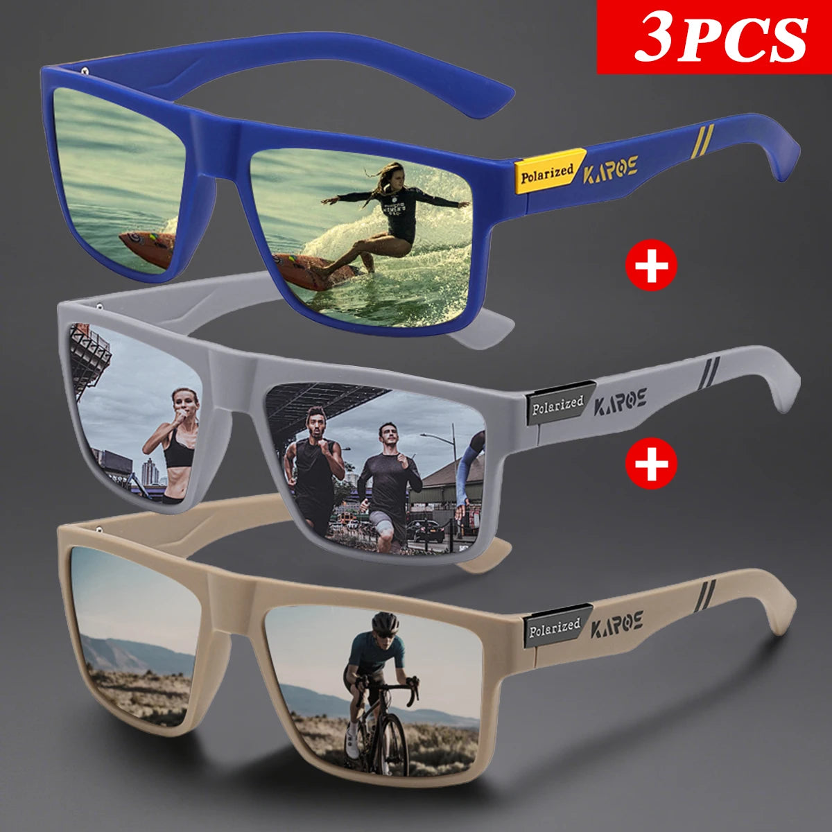3-Piece Polarized Sport Glasses Set | UV400 Protection Eyewear