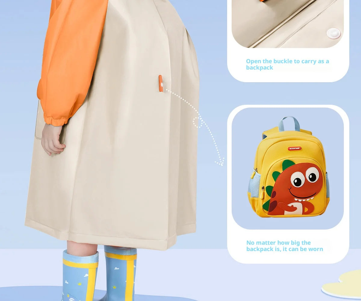 Children's Waterproof Raincoat with Fun Backpack | Stylish & Durable