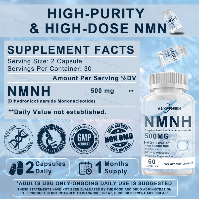 NMNH Capsules Improve Cardiovascular Brain Muscle Cognitive Functions Exercise Endurance Regulate Cellular Energy Metabolism