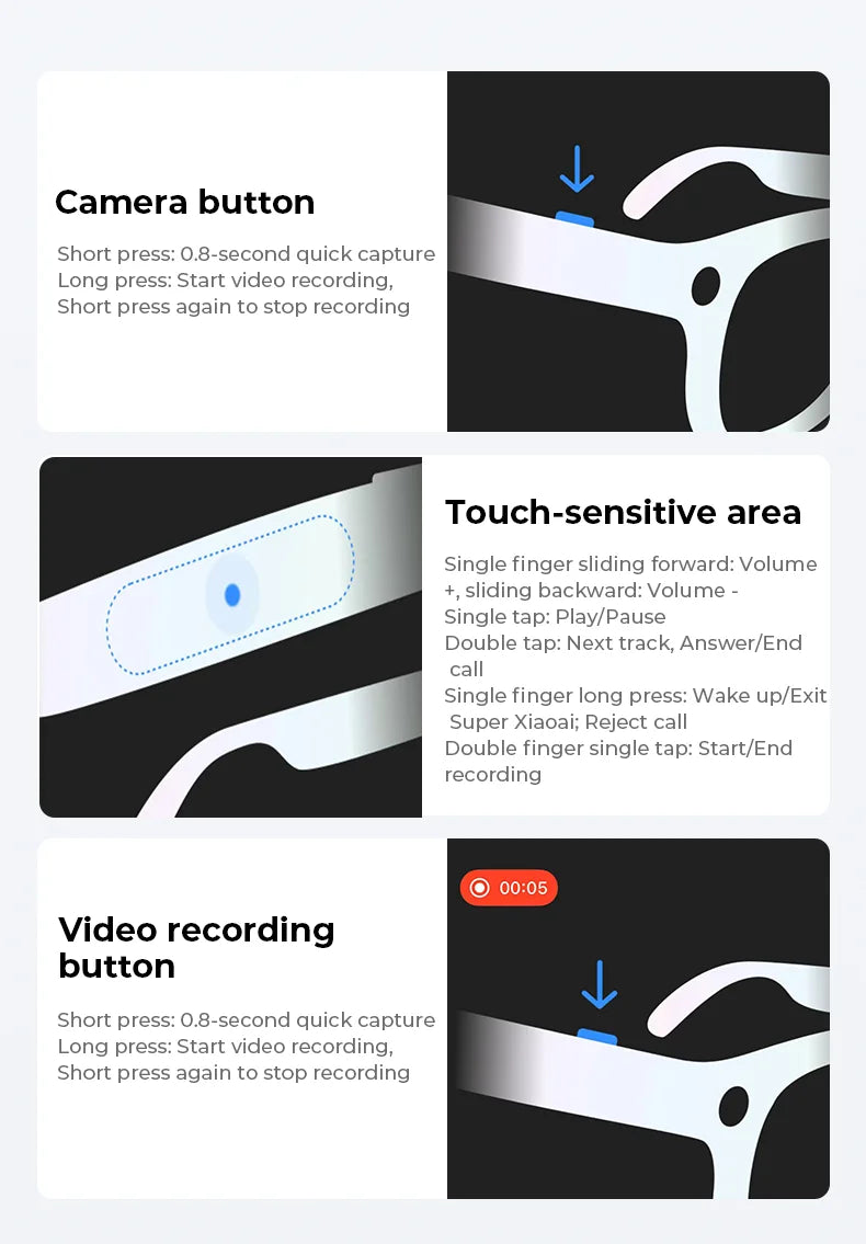 Multifunctional Smart AI Camera Glasses | 4K Recording & Translation