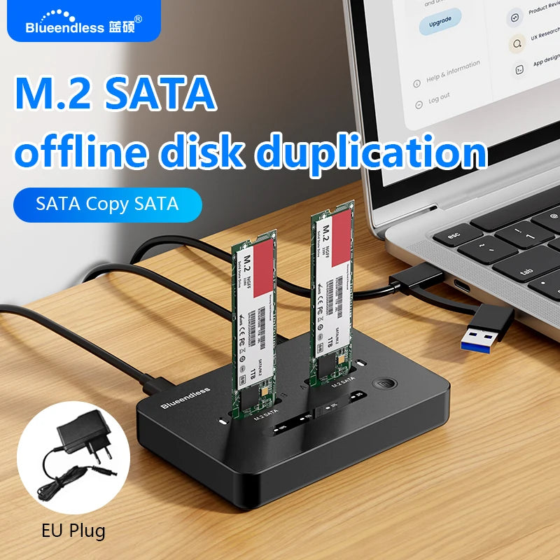 Dual M.2 SATA SSD Docking Station for Offline Cloning
