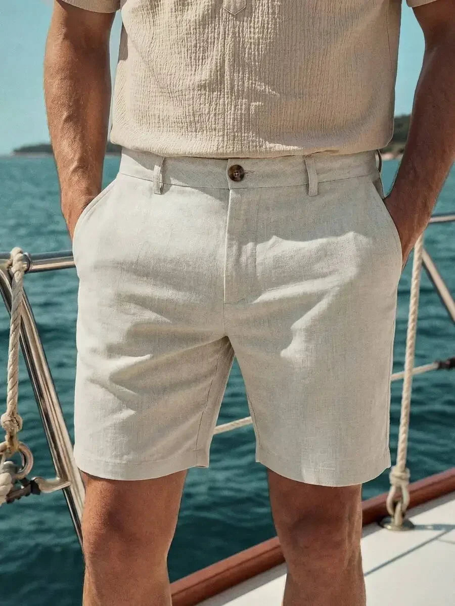 Men's Gray Woven Casual Shorts | Button Fly Knee Length Style