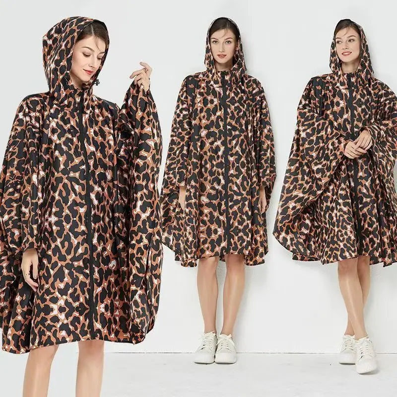 Lightweight Leopard Raincoat for Women | Waterproof Windproof Cloak